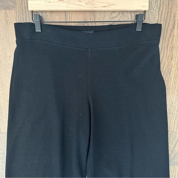 SOLD Eileen Fisher 100% Wool Boucle Knit High Waist Straight Leg Pant Black M - Picture 3 of 9